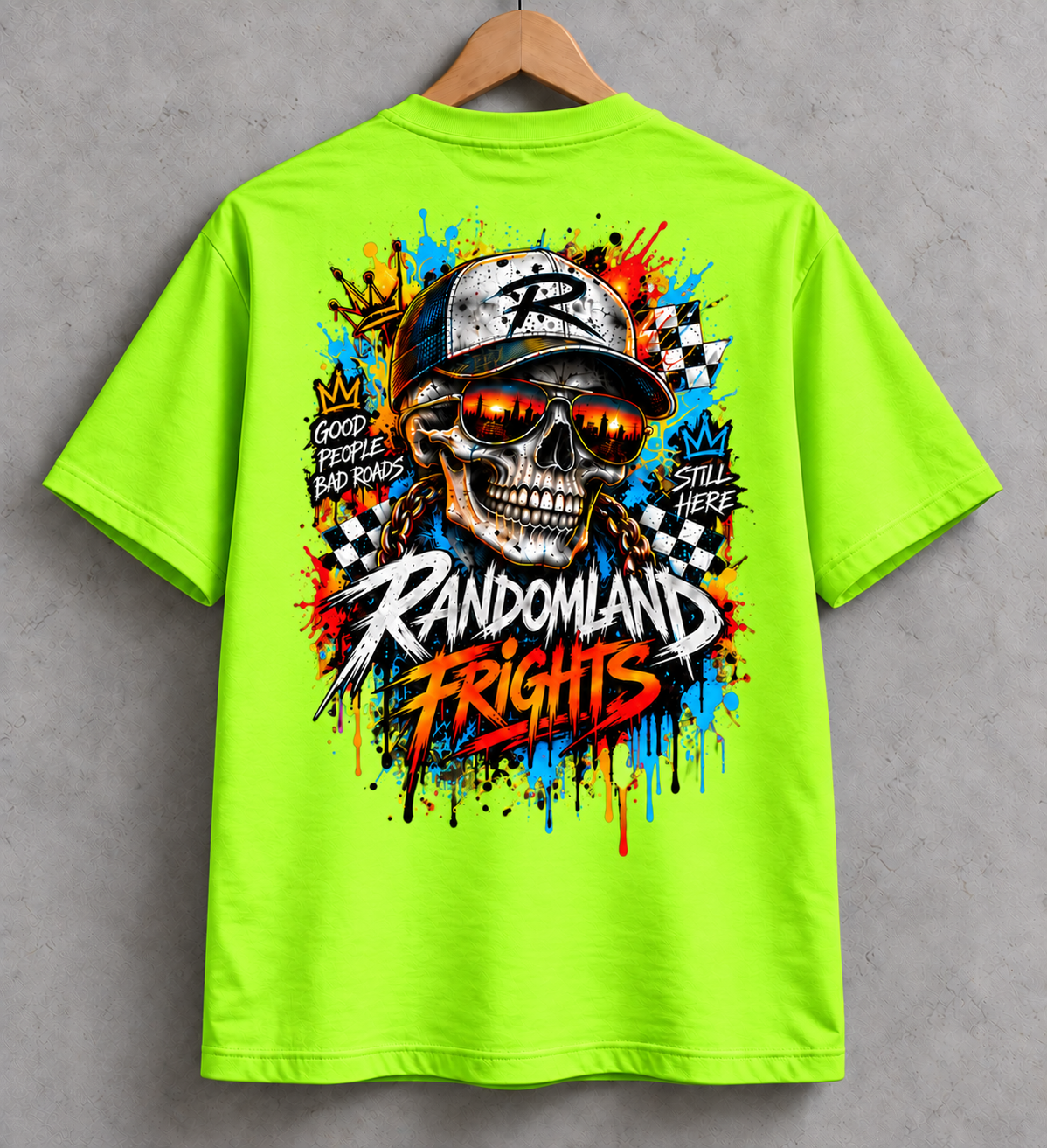 Bad Roads Skull Racing Graphic Tee – Bold Streetwear T-Shirt